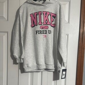 Nike Heather Gray Hoodie with Pink Accents